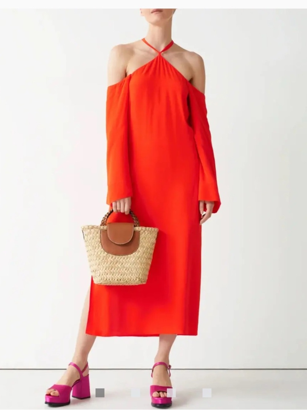 & Other Stories off Shoulder Halter Midi Dress size US 10
